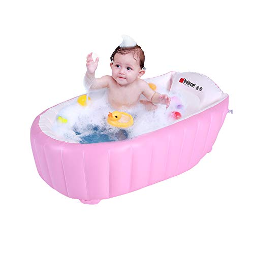 Signstek – Bañera hinchable, piscina hinchable, barreño para niños y bebés blanco rosa