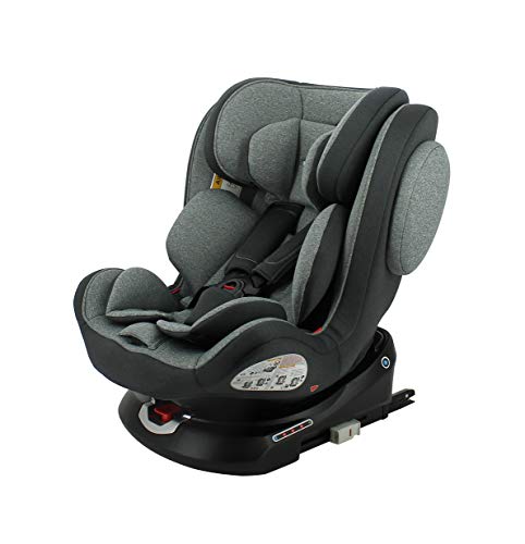 Silla de auto isofix ENO 360° grupo 0/1/2/3 (0-36 kg) con protección lateral, reductores de bebés, vuelta a la carretera 0-18kg (gris)