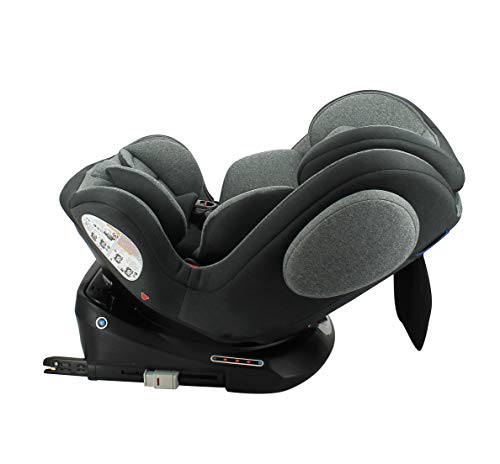 Silla de auto isofix ENO 360° grupo 0/1/2/3 (0-36 kg) con protección lateral, reductores de bebés, vuelta a la carretera 0-18kg (gris)