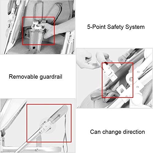 Sillas de paseo Lnfant Coche infantil 0-3 años de edad los niños plegable ligero sistema de seguridad del cochecito de bebé de 5 puntos a prueba de golpes 4 Ruedas asiento ajustable | Cesta de almacen