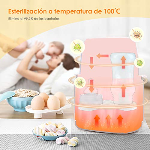 SIMBR Calienta Biberones para 2 Botellas Calentador de alimentos para Bebé con Multifunción 6 en 1 Esterilizador Eléctrico y Digital 270w Libre de BPA