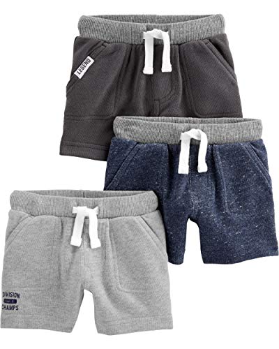 Simple Joys by Carter's pantalones cortos de punto para bebés y niños pequeños, paquete de 3 ,Navy Heather, Charcoal Heather, Gray ,3 años