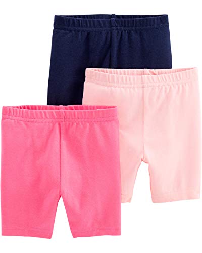 Simple Joys by Carter's - Pantalones cortos para bicicleta (3 unidades) ,Pink, Navy ,12 Meses