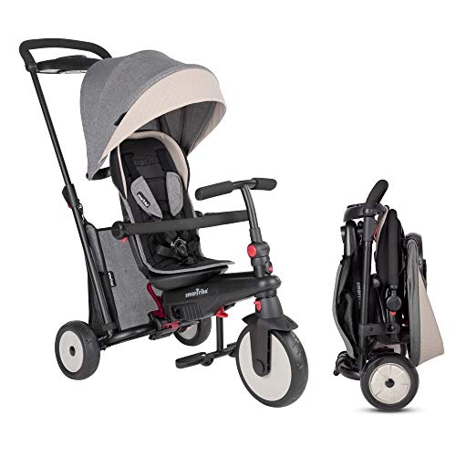 SMARTRIKE STR5 Triciclo Plegable con Carrito Certificado para niños de 1,2,3 años con Bordado Personalizado, Triciclo multietapa 7 en 1 (Gris)