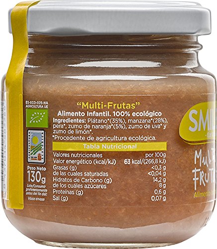 Smileat Tarrito de Multifrutas - Paquete de 12 x 130 gr - Total: 1560 gr