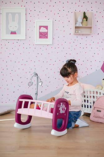 Smoby-Cuna Baby Nurse para muñecos bebé 220343 móvil, Color Rosa