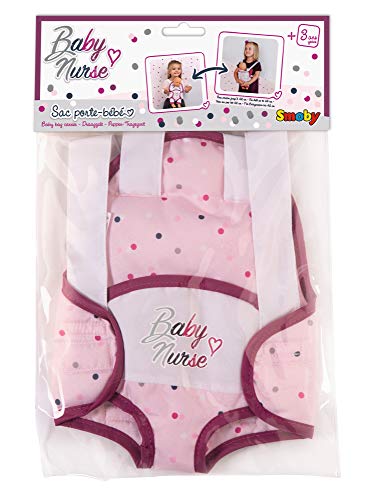 Smoby portabebés Baby Nurse Mochila para Portar Muñecos Bebé, Color Rosa, Talla Única (220351)