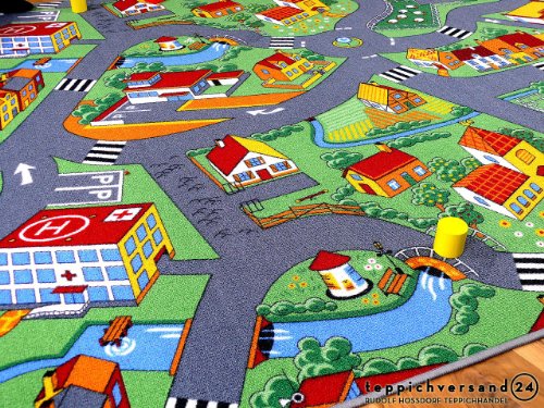 Snapstyle Alfombra Carretera Infantil de Juegos - Pueblo pequeño - Verde - 17 tamaños