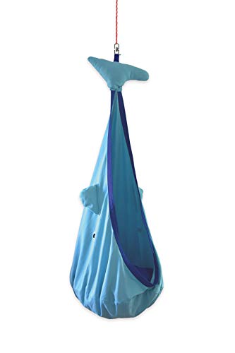 snuutje Hamaca Nido para niños "Willo la Ballena" (Silla colgante en 100% algodon, capacidad máxima 80 Kg, incluye mosquetón) azul