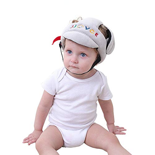 Sombrero de Seguridad para Bebé, Infantil Protector de Cabeza Casco de Seguridad del Bebé Niño Sombrero de Protección Adjustable Arnés Gorra de Protección, Gris