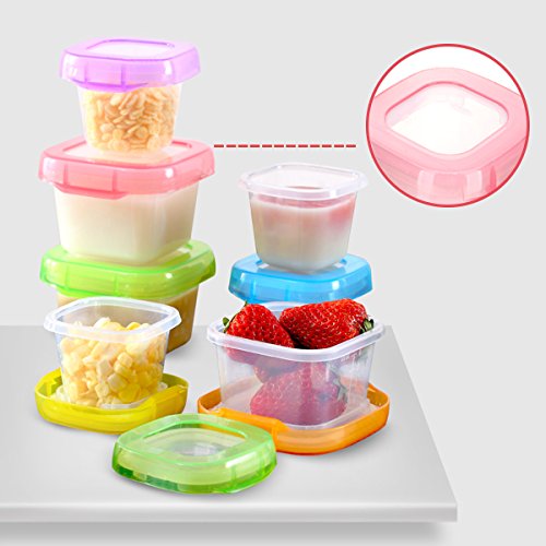 SONARIN Recipientes para comida de bebé sin BPA, contenedor de almacenamiento de suplemento de alimentos para bebés, refrigerar y microondas,100% a prueba de fugas(6 x 60 ml)