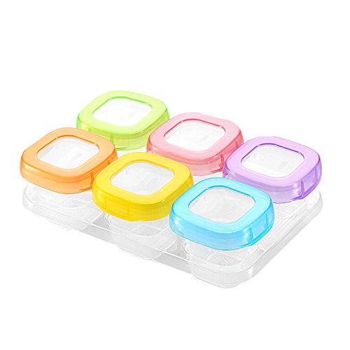 SONARIN Recipientes para comida de bebé sin BPA, contenedor de almacenamiento de suplemento de alimentos para bebés, refrigerar y microondas,100% a prueba de fugas(6 x 60 ml)