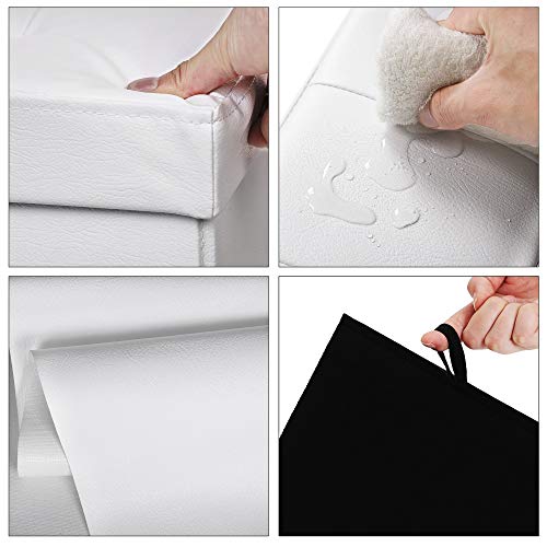 Songmics Baúl Puff - Taburete para almacenaje, Plegable Carga máxima de 300 kg, Blanco, 110 x 38 x 38 cm