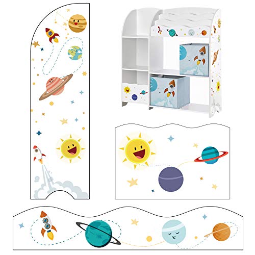 SONGMICS Organizador de Juguetes y Libros para Niños, Estantería de Almacenamiento Multifuncional con 2 Cajas, Gran Capacidad, Tema Universal, para Dormitorio, Salón, Blanco GKR42WT