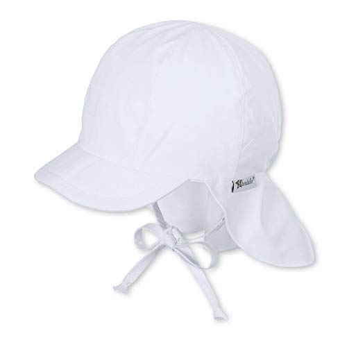 Sterntaler Gorro con visera y protector de cuello, Con cintas, Edad: 9-12 meses, Tamaño: 47, Blanco