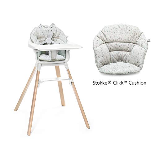 STOKKE® Clikk™ - Trona de madera con arnés y bandeja │ Silla de bebé para comer con asiento y reposapiés ajustables │ Portátil │ color: White