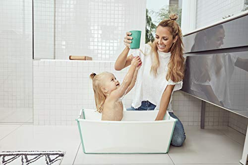 STOKKE® Flexi Bath® - Bañera de bebé plegable para ducha │ Piscina portátil con base antideslizante para niños de 0 a 4 años - Color: White Aqua