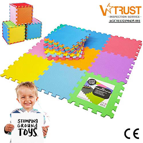 Stomping Ground Toys - 18 Alfombras Puzzle EVA Coloridas Alfombras de Foam Encajables para Actividades Infantiles en el Piso