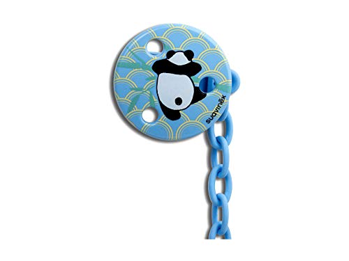 Suavinex - Broche Chupete Bebé +0 Meses. Broche Pinza Redondo. 0% BPA. Diseño Panda Color Azul