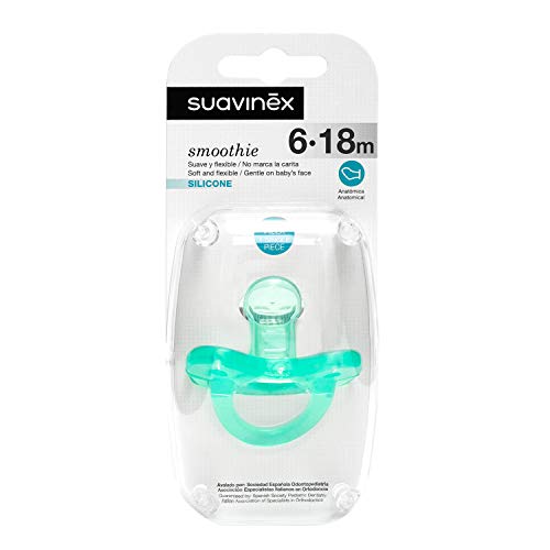 Suavinex, Chupete para dormir de Silicona con tetina anatómica, Verde, 6-18 Meses