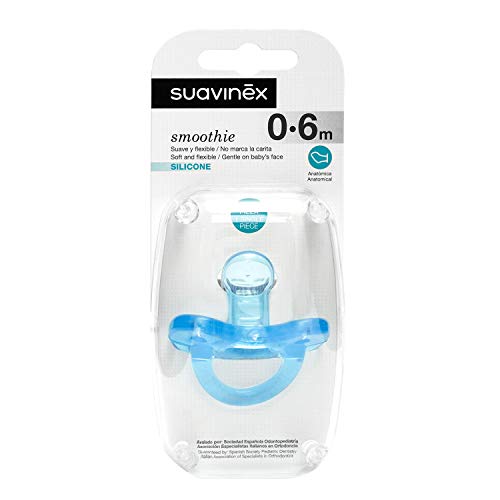 Suavinex - Chupete para dormir todo silicona para bebés 0/6 meses. con tetina anatómica de silicona. suave y flexible, ideal para dormir. color Azul