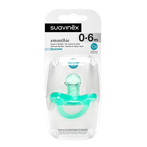 Suavinex - Chupete para dormir todo silicona para bebés 0/6 meses. con tetina anatómica de silicona. suave y flexible, ideal para dormir. color Verde