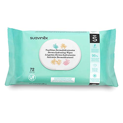 Suavinex – Pack 72 Toallitas Dermohidratantes para bebé. Toallitas Aptas para pieles Atópicas. 96% Ingredientes de Origen Natural. con Camomila y Aloe Vera. Toallitas 100% Biodegradables, 72 Unidades