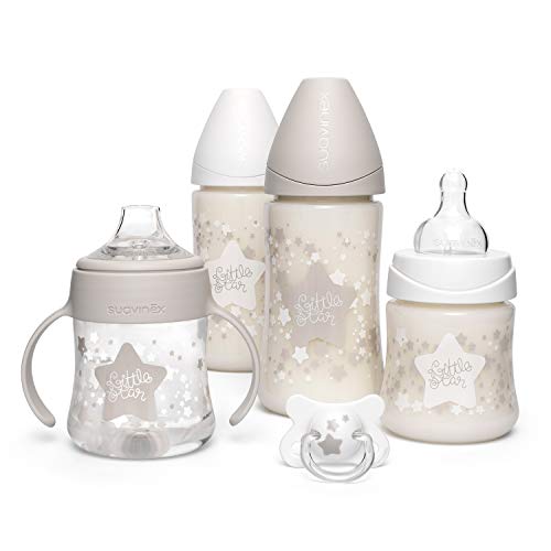 Suavinex, Pack Ahorro Little Star 2 biberones 270ml + 2 biberones 150ml + Chupete -2-4 meses, Blanco