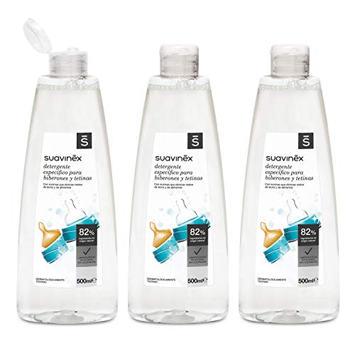 Suavinex - Pack de 3 detergentes de 500 ml para biberones y tetinas,  sin perfume