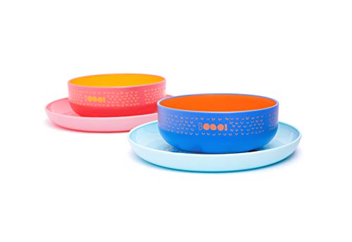 Suavinex - Set Vajilla Bebé Bowl + Plato Infantil BOOO. Apto Para Microondas y Lavavajillas, Color Rosa