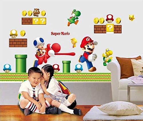 Super Mario Bros Desmontable Pegatinas de pared Calcomanía Decoración para el hogar para niños