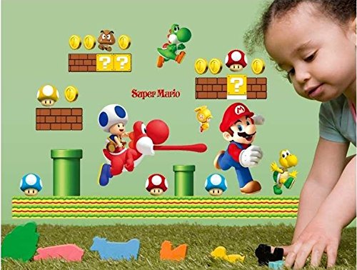 Super Mario Bros Desmontable Pegatinas de pared Calcomanía Decoración para el hogar para niños