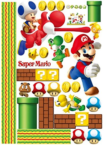 Super Mario Bros Desmontable Pegatinas de pared Calcomanía Decoración para el hogar para niños