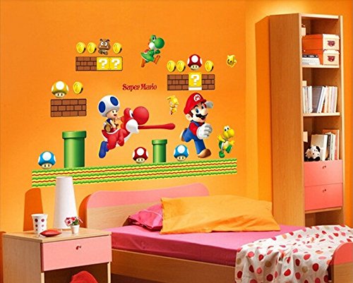 Super Mario Bros Desmontable Pegatinas de pared Calcomanía Decoración para el hogar para niños