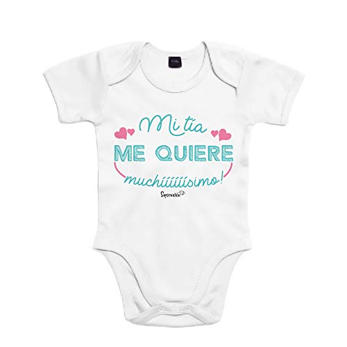 SUPERMOLON Body bebé algodón Mi tía me quiere muchísimo 3 meses Blanco Manga corta