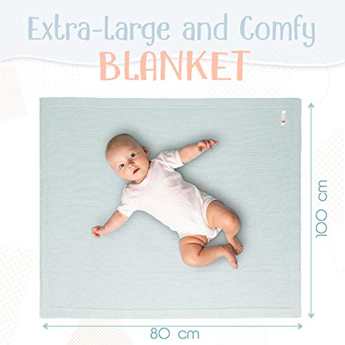 Sweety Fox - Manta Bebe para Niño y Niña 80 x 100 cm - 100% Algodon Ecológico - Mantita Bebe Azul Turquesa - Accesorio Perfecto para Bebé - Regalo perfecto para Bebe Recién Nacido