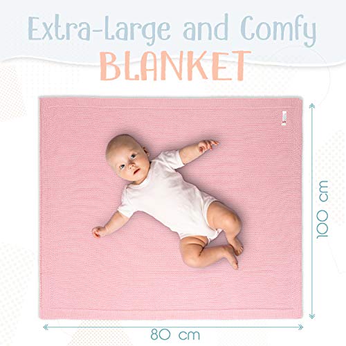 Sweety Fox - Manta Bebe para Niño y Niña 80 x 100 cm - 100% Algodon Ecológico - Mantita Bebe Rosa - Accesorio Perfecto para Bebé - Regalo perfecto para Bebe Recién Nacido