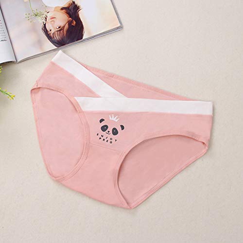 T-YIFUZX Nueva Ropa Interior de Maternidad algodón Embarazo Cintura Baja Estiramiento del estómago cómodo Transpirable Ropa Interior Materna para Mujeres Embarazadas Polvo Panda código XL