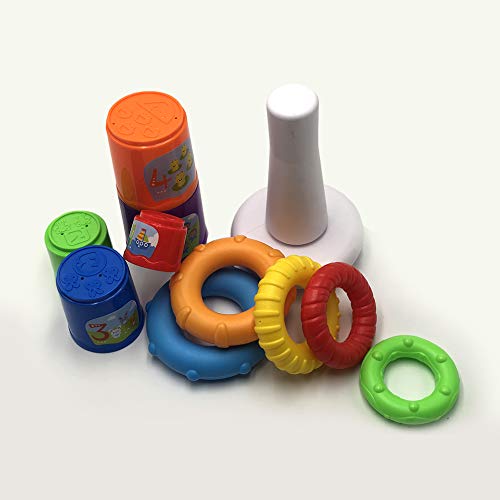 Tachan- Set pirámide con Cubos apilables 2 en 1 (PL201-204)