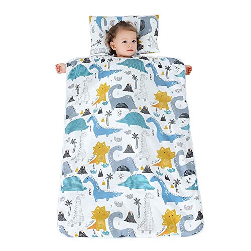 Takefuns - Colchoneta para niños con almohada extraíble, saco de dormir para niños para guardería preescolar, jardín de infantes, 100 x 70 cm, Tropical Dinosaur L, 120x90CM