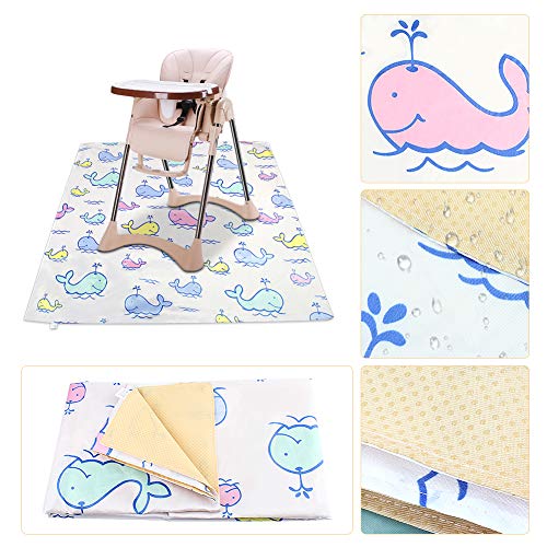 Tapete protector de mesa para silla de paseo para bebé, impermeable, antideslizante, protector de mesa para el suelo 110cm*110cm -Square Shark