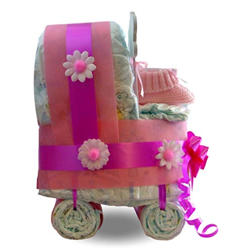 Tarta De Pañales Cochecito - Carrito Para Niña