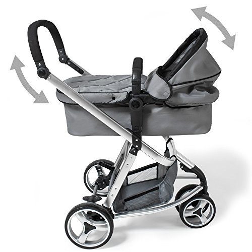 tectake 800043 - Cochecito para Bebés, Carrito con Capazo, 3 Ruedas, con Giro de 360°- disponible en varios Colores (Gris | No. 400829)