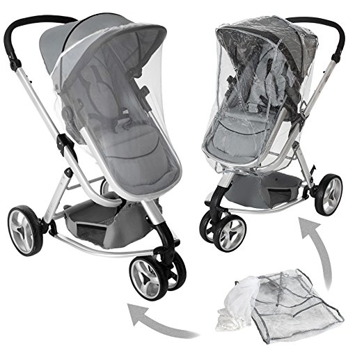 tectake 800043 - Cochecito para Bebés, Carrito con Capazo, 3 Ruedas, con Giro de 360°- disponible en varios Colores (Gris | No. 400829)