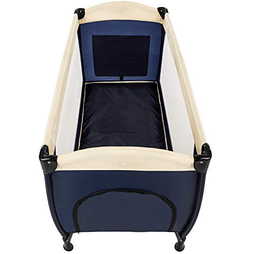 TecTake Cuna de viaje bebe plegable con bolsa de transporte - disponible en diferentes colores - (Azul | no. 402416)