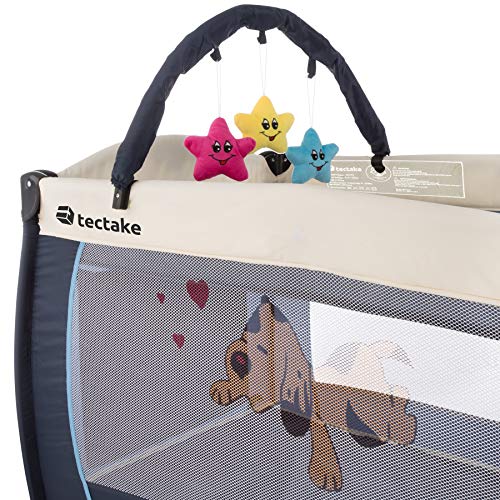 TecTake Cuna infantil de viaje de altura ajustable con acolchado para bebé - disponible en diferentes colores - (Azul | 400534)