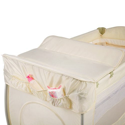 TecTake Cuna infantil de viaje de altura ajustable con acolchado para bebé - disponible en diferentes colores - (Beige | 400467)