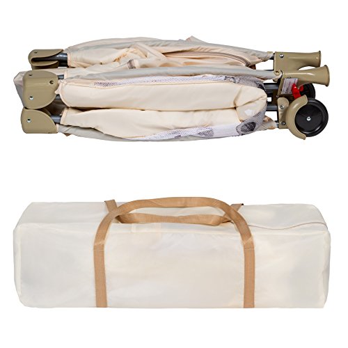 TecTake Cuna infantil de viaje de altura ajustable con acolchado para bebé - disponible en diferentes colores - (Beige | 400467)