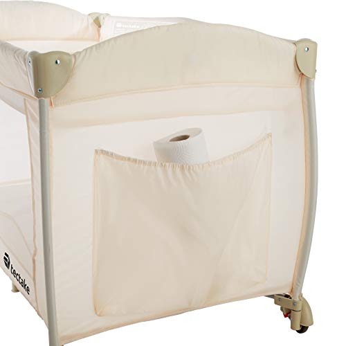 TecTake Cuna infantil de viaje de altura ajustable con acolchado para bebé - disponible en diferentes colores - (Beige | 400467)