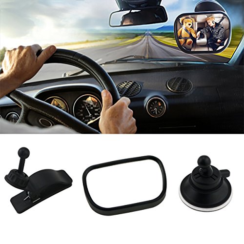 TedGem Bebé Espejo Retrovisor, Universal de Coche Asiento Trasero Vista Espejo Monitor de Coches de Bebé Niño Seguridad con Clip y con Ventosa